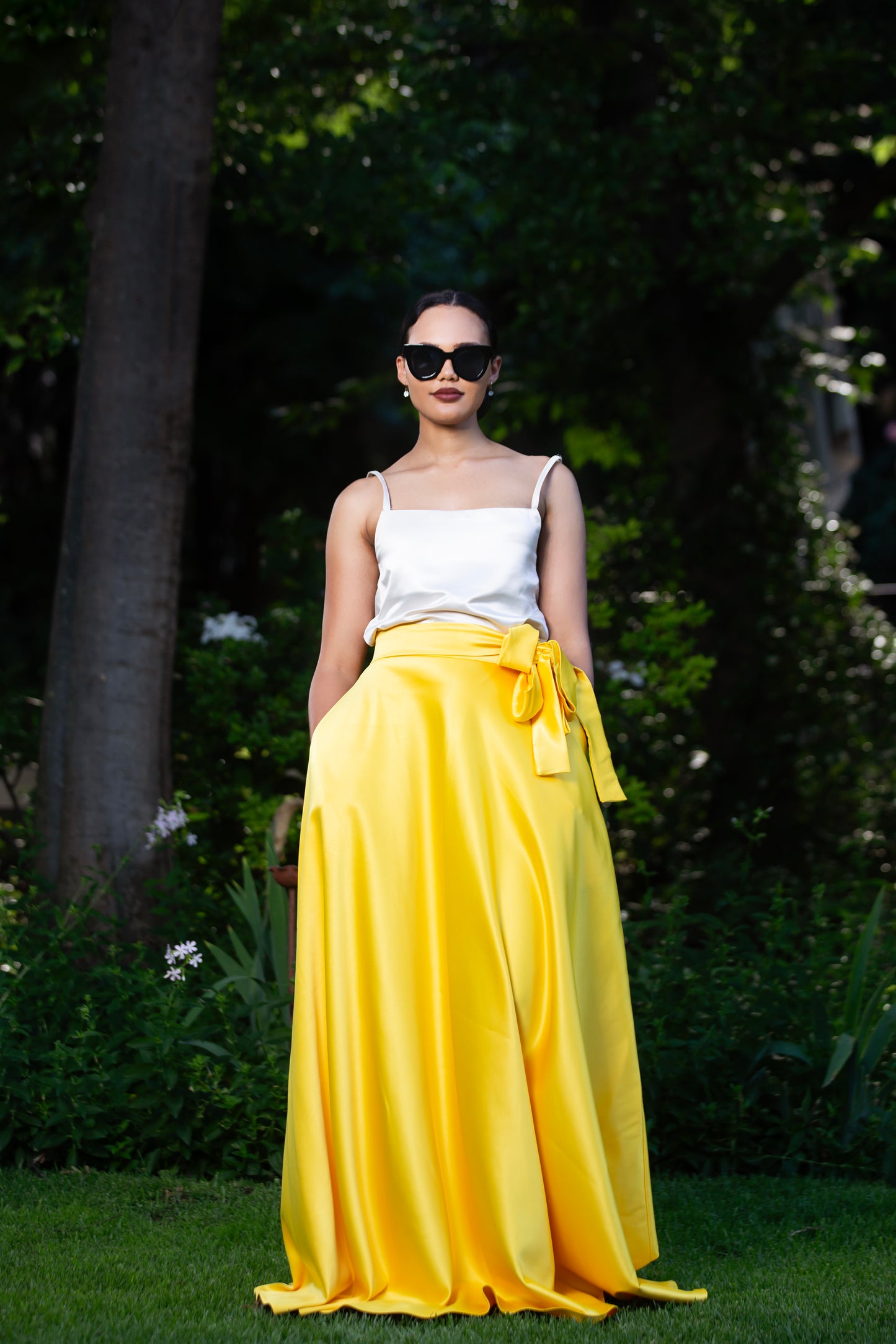 Amare Geo Mustard Yellow Skirt (Belted)