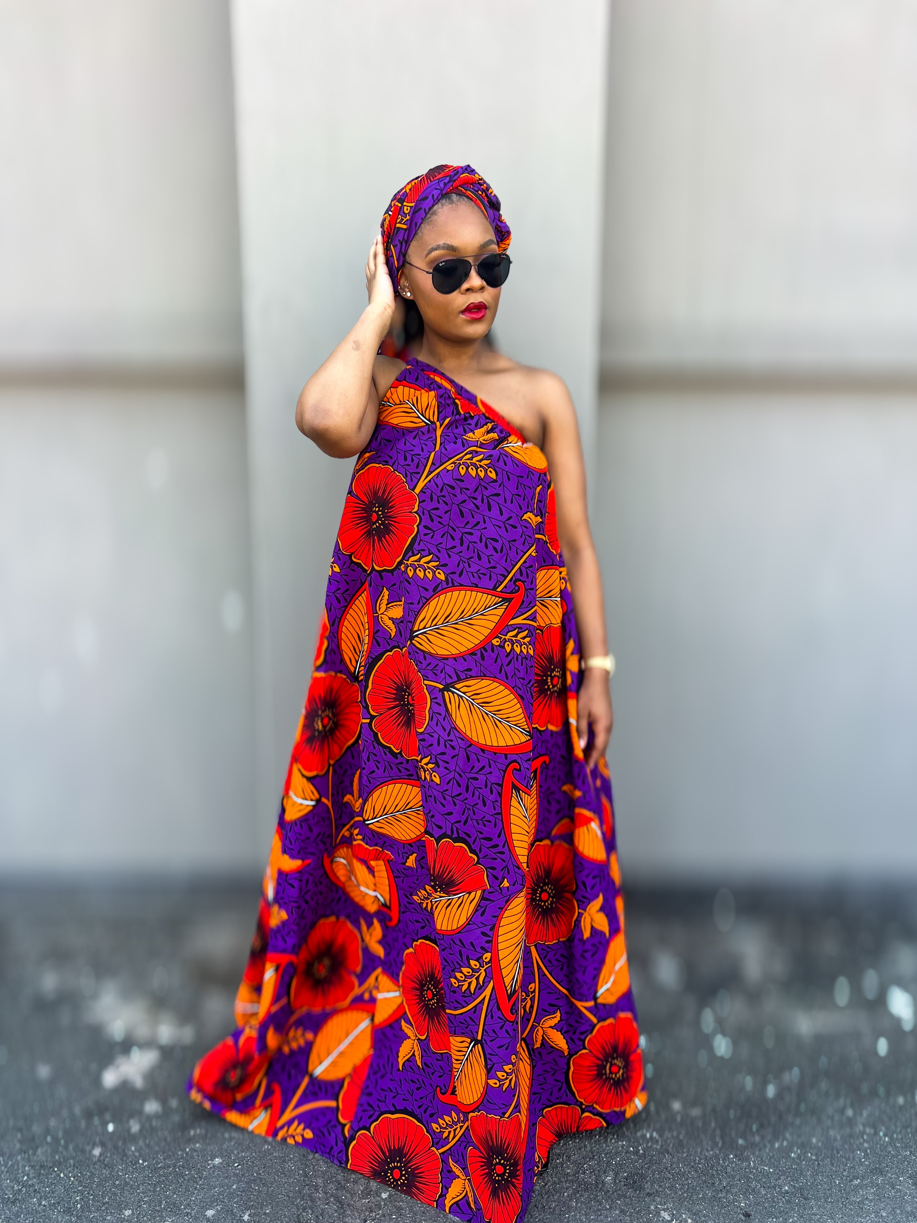 Layla One Shoulder Maxi- Incl Headwrap