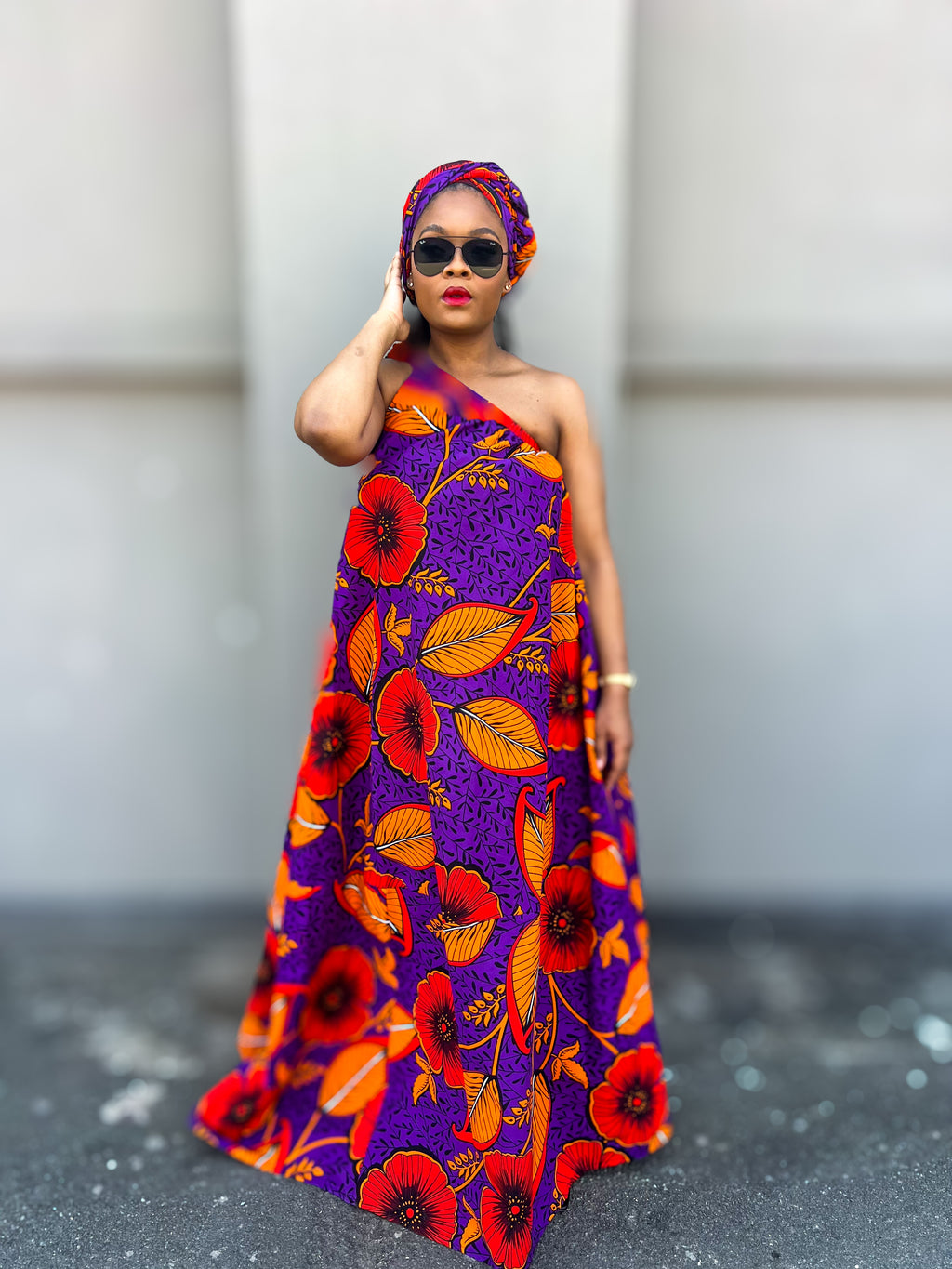 Layla One Shoulder Maxi- Incl Headwrap