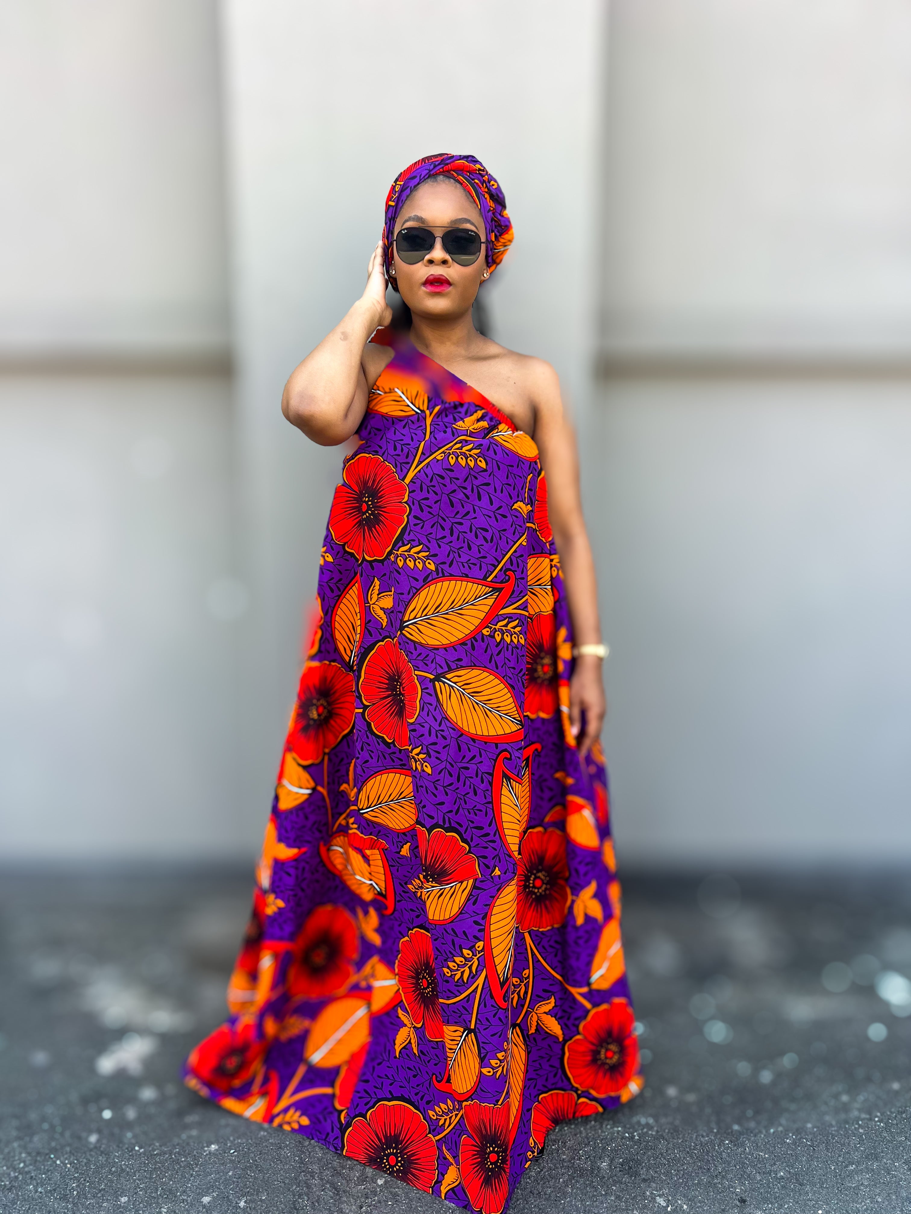 Layla One Shoulder Maxi- Incl Headwrap
