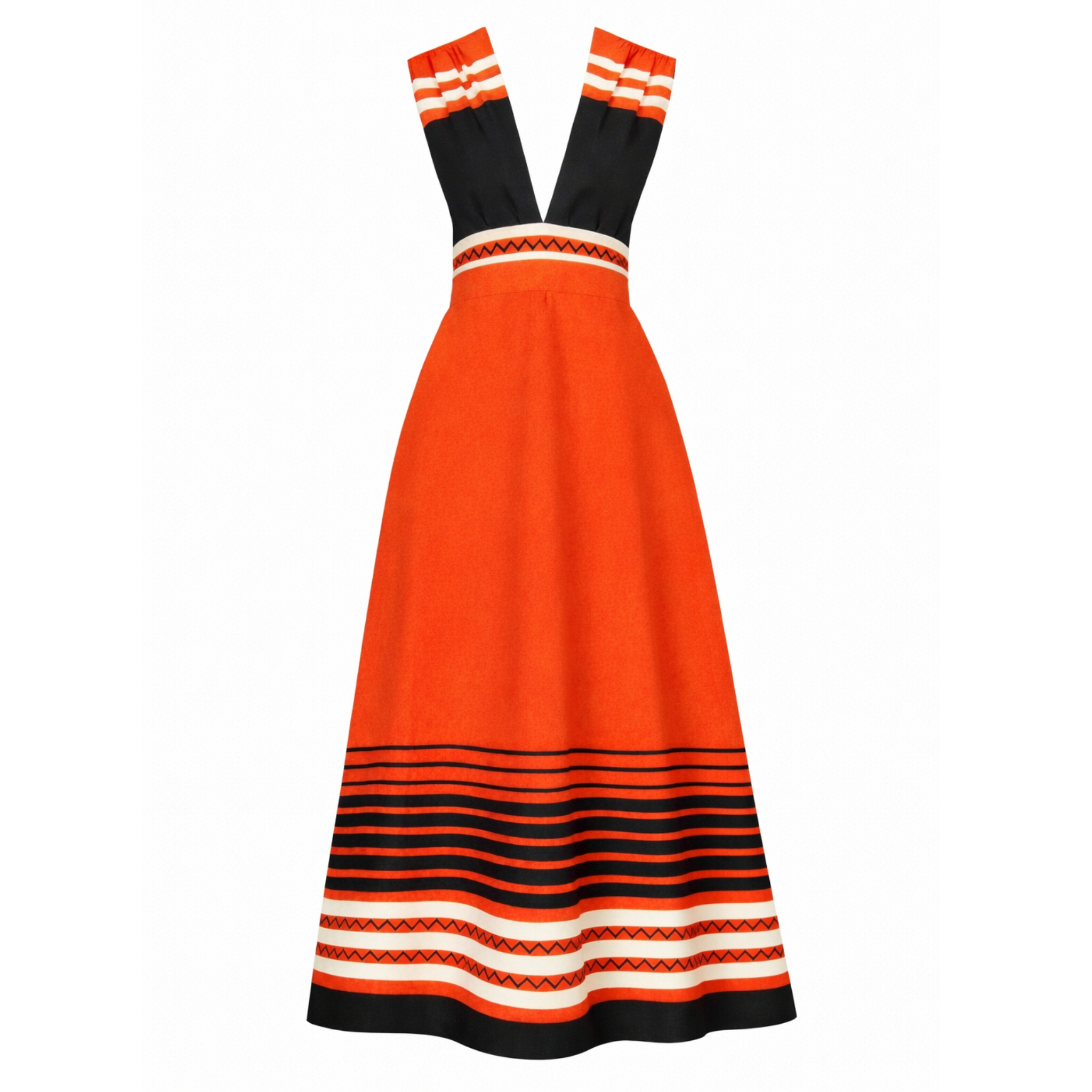 Umbaco Printed Tie Midi Black & Orange