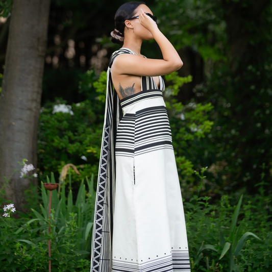 Umbaco Printed Tie Midi Black & Ivory