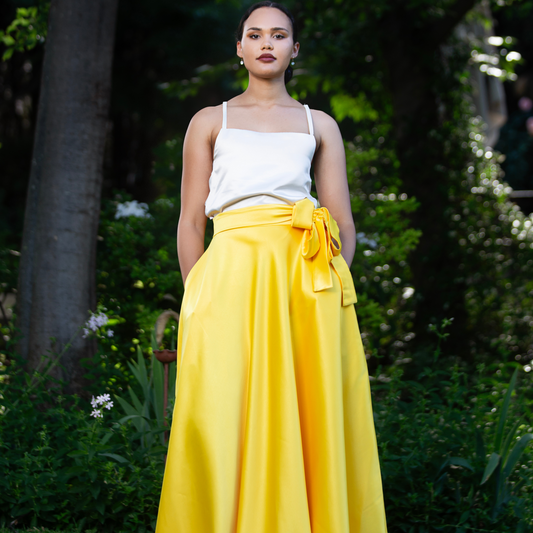 Amare Geo Mustard Yellow Skirt (Belted)