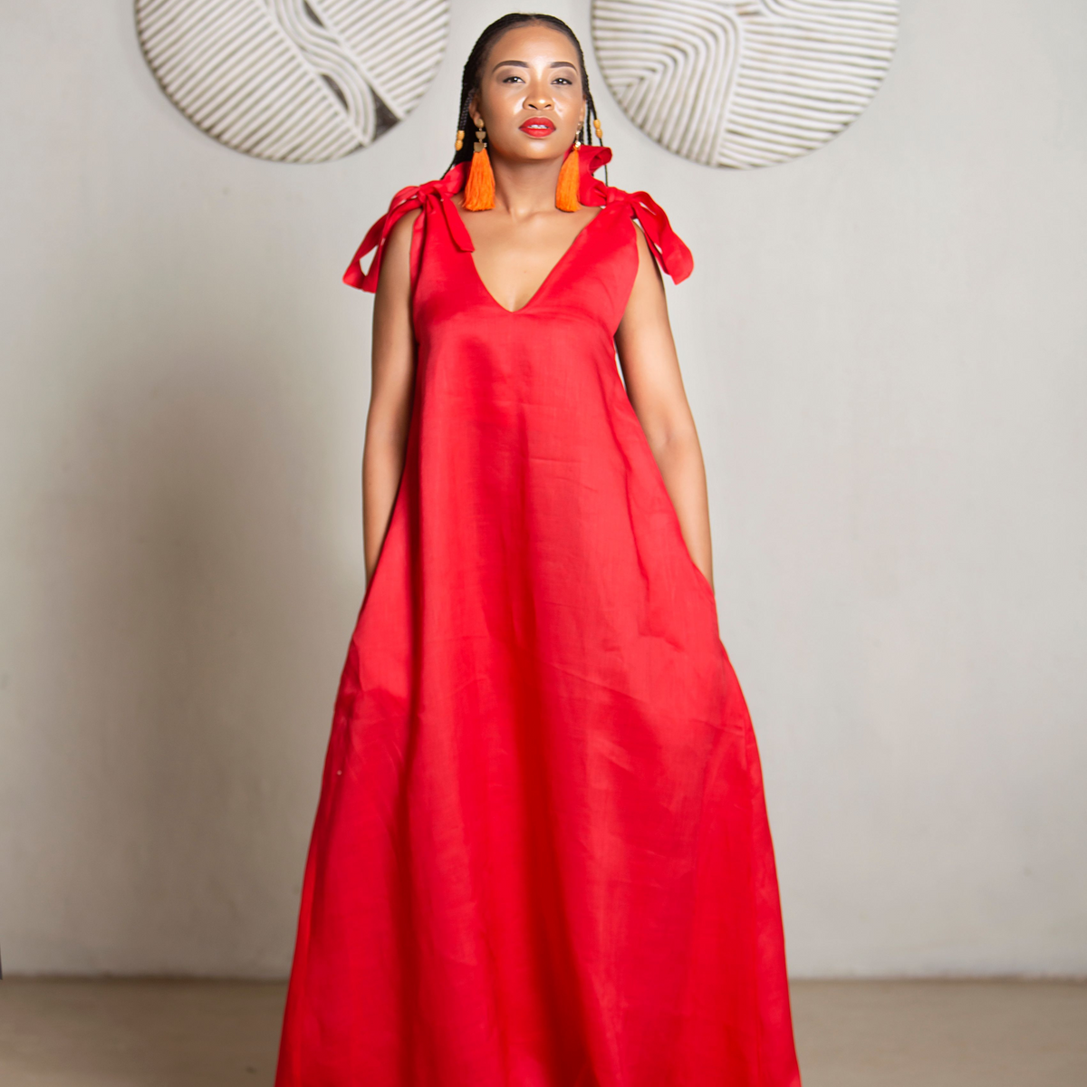 nikita red dress Nikita Red Satin with Overskirt Mini Gown  GlamEdge Dress & Gown