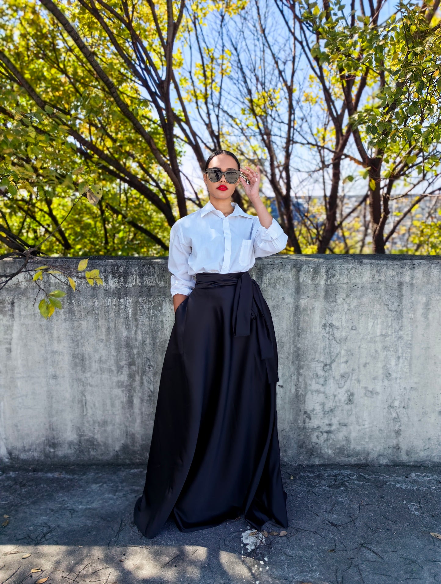 Amare Geo Black Skirt (Belted)