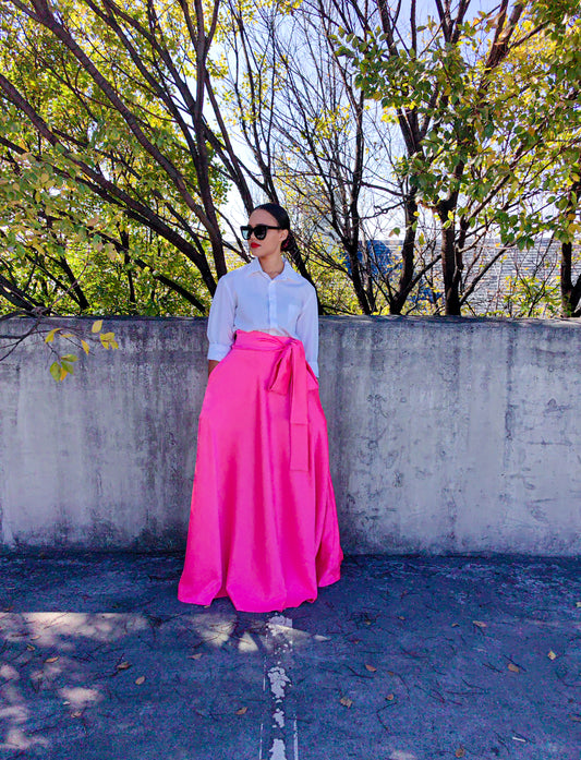 Amare Geo Pink Skirt (Belted)